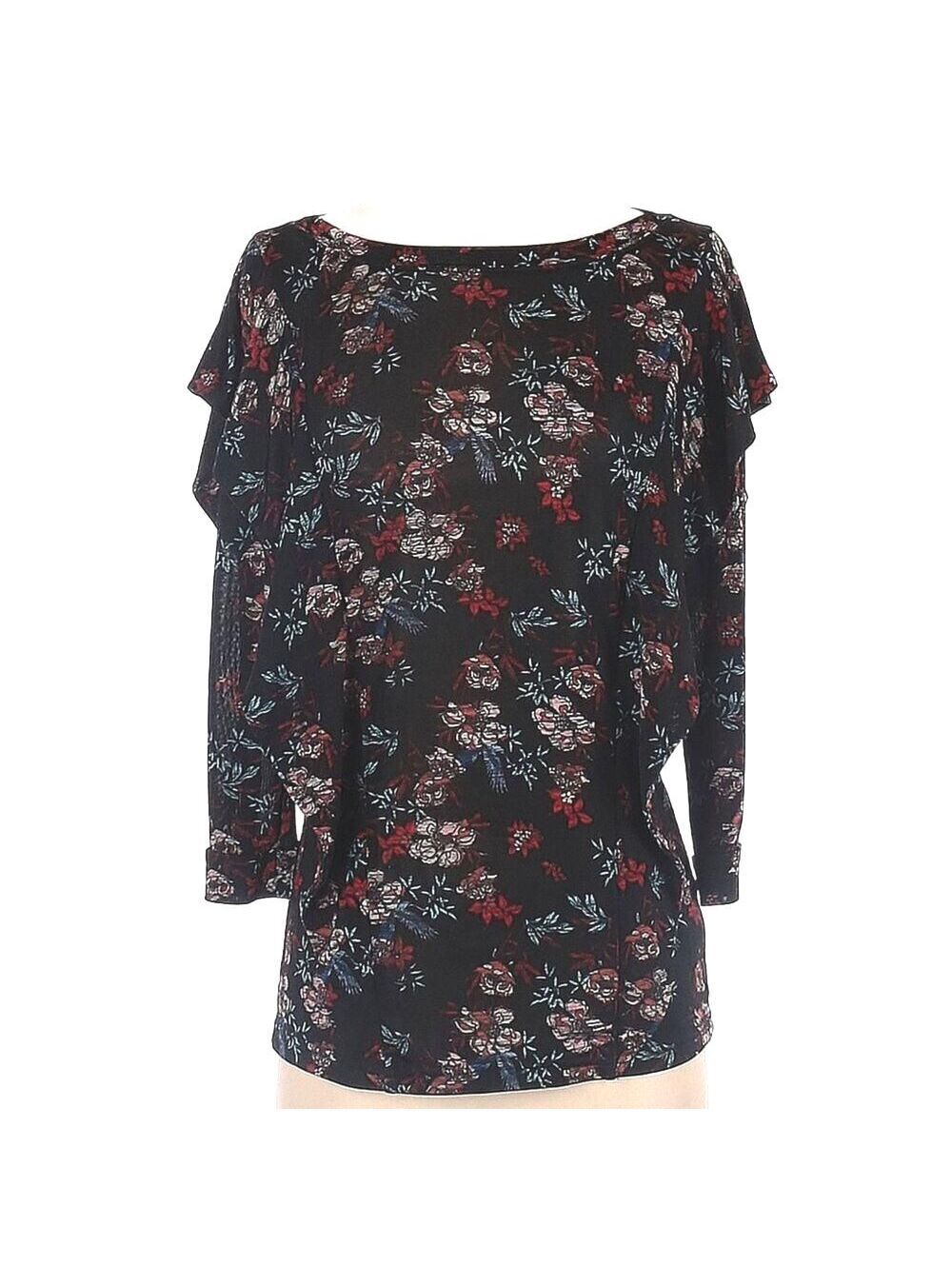 Free People Dock Street Women's Floral Semi-Sheer 3/4 Sleeve Top, Small